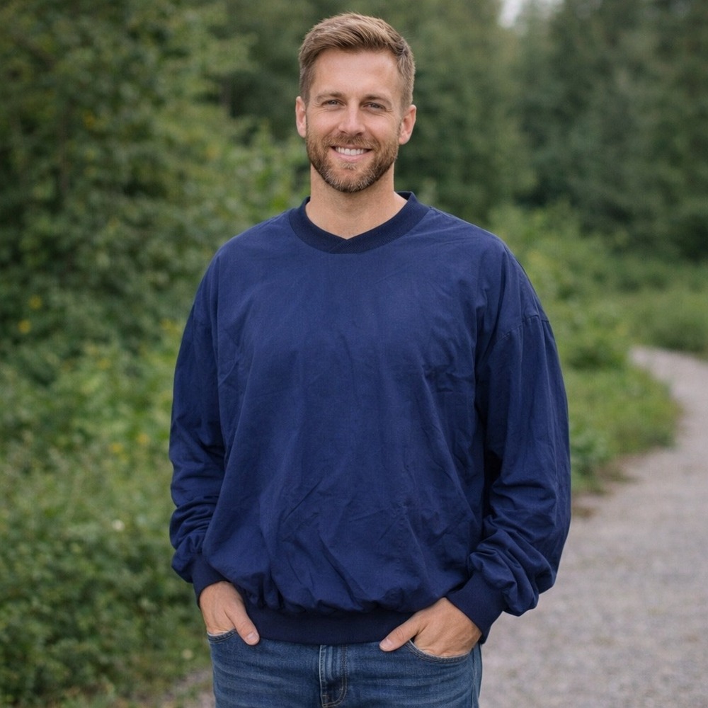 Timberline Colorado Mens Navy Blue Nylon V-Neck Windshirt Pullover Jacket Medium